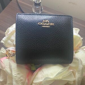 Coach Black Leather Compact Wallet